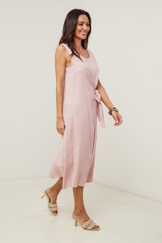 Linnen Midi-jurk - Roze