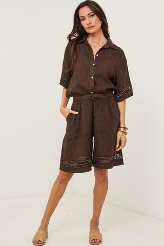 Linnen Short - Bruin