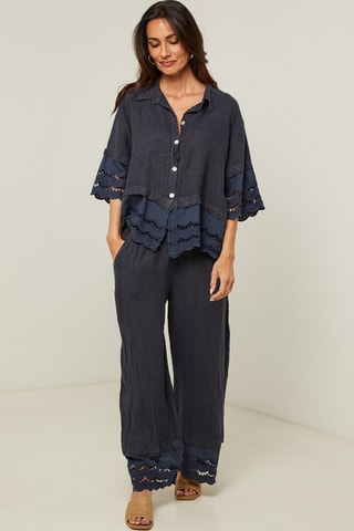 Linnen Broek - Marineblauw