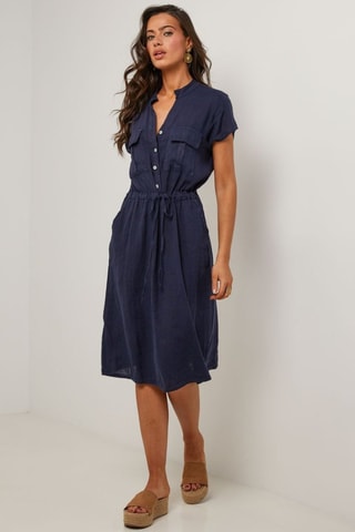 Linnen Blouse-jurk - Blauw