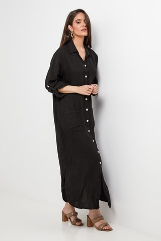 Linnen Blouse-jurk - Zwart