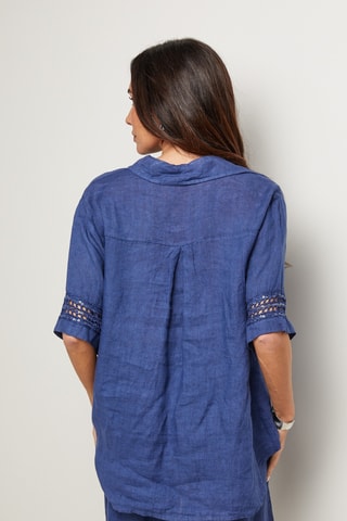 Linnen Blouse - Marineblauw