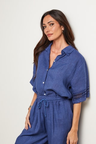 Linnen Blouse - Marineblauw