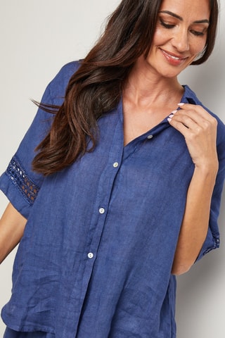 Linnen Blouse - Marineblauw