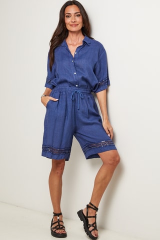 Linnen Blouse - Marineblauw