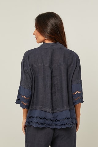 Linnen Blouse - Marineblauw