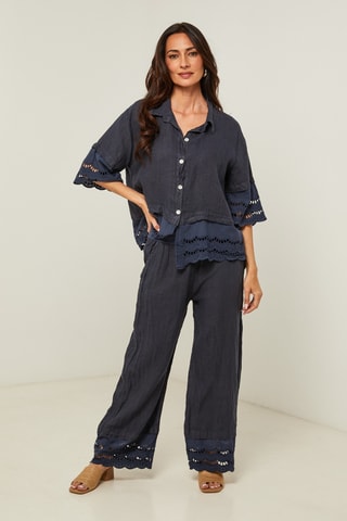 Linnen Blouse - Marineblauw
