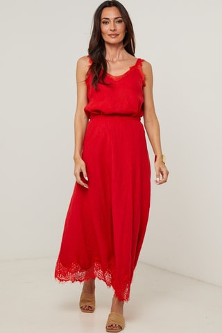 Saia comprida em linho - Vermelho