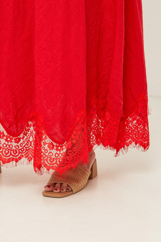 Saia comprida em linho - Vermelho