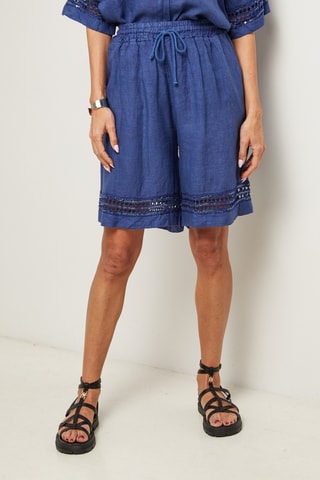 Linnen Short - Marineblauw