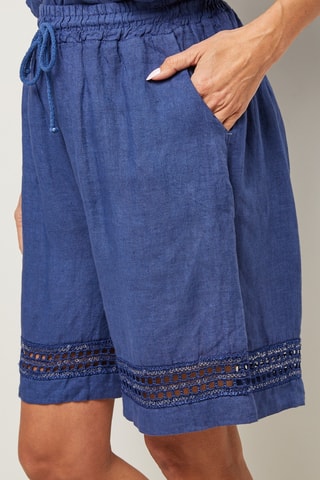 Linnen Short - Marineblauw