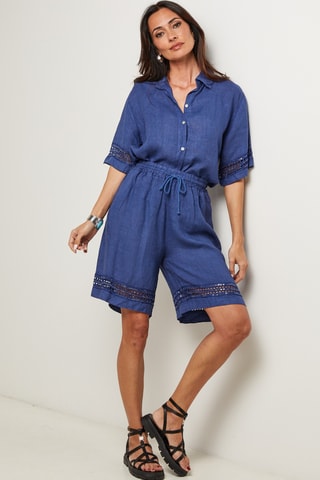 Linnen Short - Marineblauw