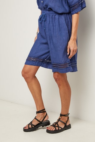 Linnen Short - Marineblauw