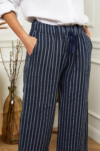 Linnen Broek Wide Legs - Blauw