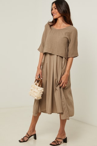 Jurk Trompe-l’oeil - Beige