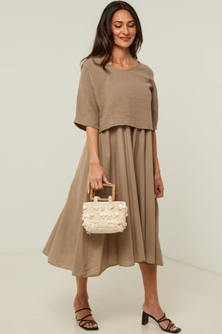 Jurk Trompe-l’oeil - Beige
