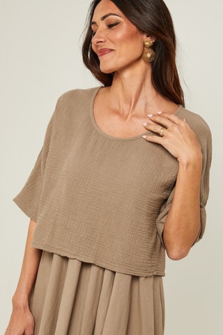Jurk Trompe-l’oeil - Beige