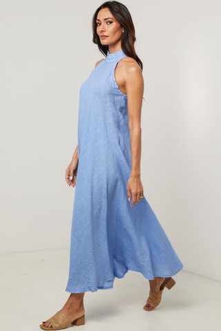 Lange Linnen Jurk - Blauw