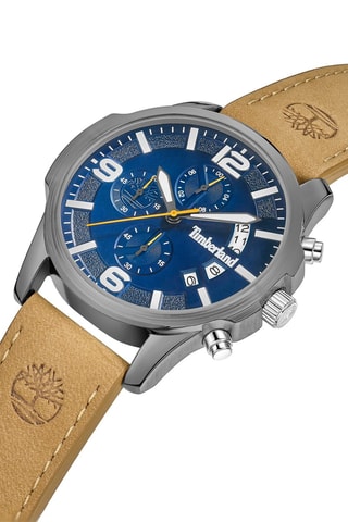 Leren Horloge - Chronograaf - Beige en Zilverkleurig