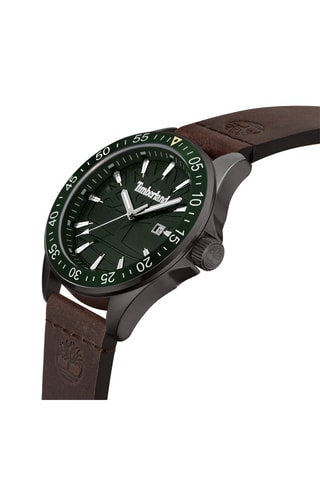 Leren Quartz Horloge - Bruin en Groen