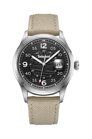 Canvas Quartz Horloge - Beige en Zilverkleurig