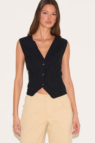 Gilet in lino - Nero