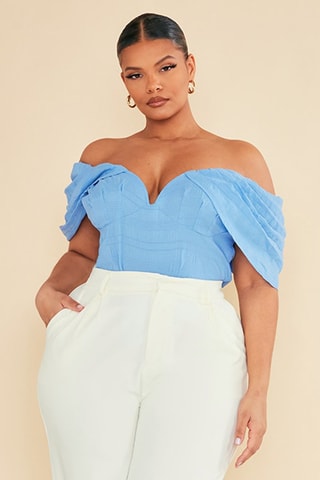 Top drappeggiato - Celeste