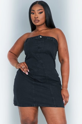 Abito bustier in jeans - Nero