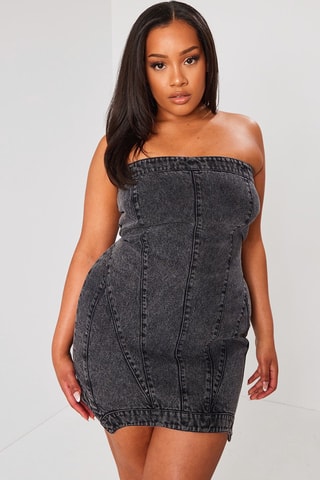 Abito bustier in jeans - Nero