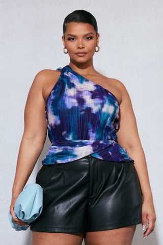 Top asimmetrico tie and dye - Blu