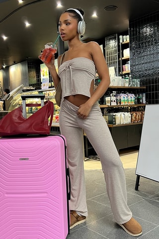 Crop top bustier e pantaloni - Taupe