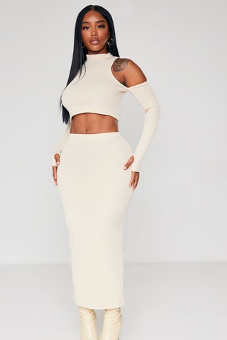Crop top e gonna - Beige