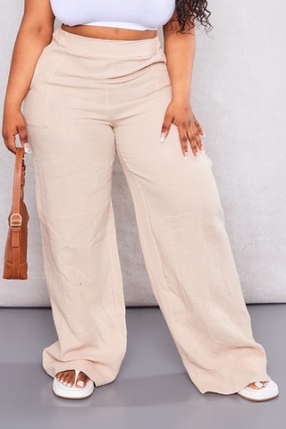 Pantaloni a vita alta - Beige