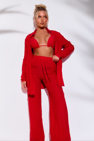 Pantaloni a vita alta - Rosso