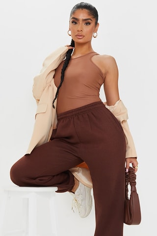 Pantaloni sportivi a vita alta - Marrone