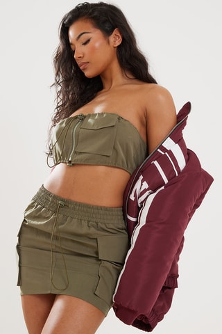Crop top e gonna - Kaki