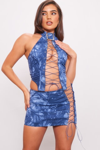 Crop top e gonna - Blu