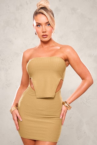 Strapless Jurk - Kaki