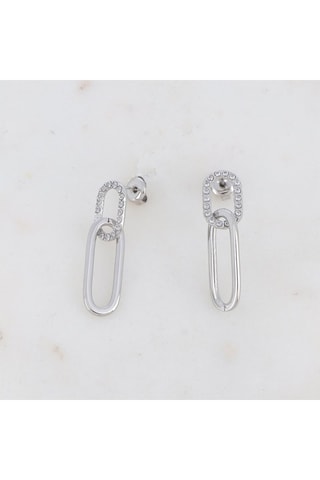 Boucles d’oreilles - Argenté et blanc