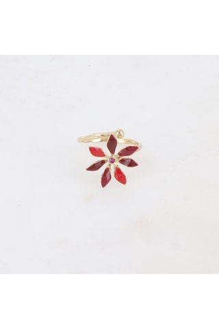 Bague - Doré et rouge
