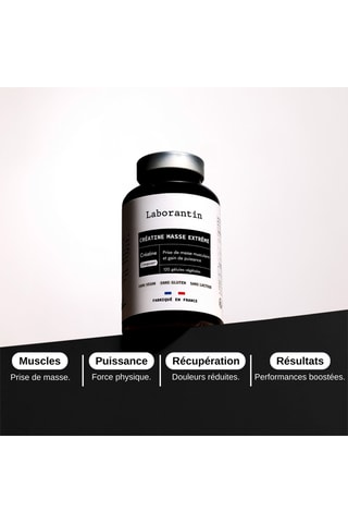 Créatine Masse Extrême - 120 gélules végétales - Cure de 30 jours