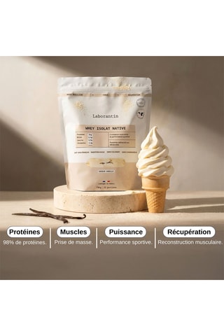 Whey native isolat vanille - 750 g - Cure de 30 jours