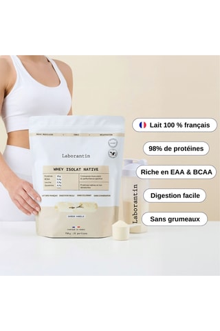 Whey native isolat vanille - 750 g - Cure de 30 jours