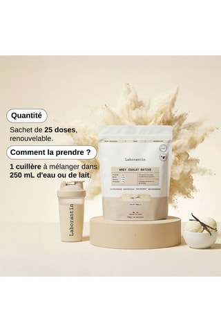 Whey native isolat vanille - 750 g - Cure de 30 jours