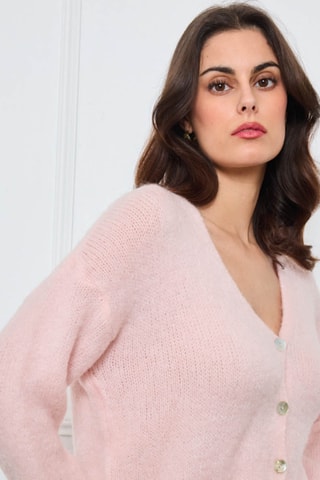Cárdigan de kid mohair y lana - Rosa claro