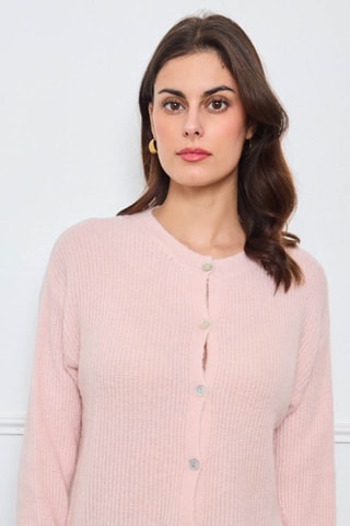Cárdigan de alpaca y lana - Rosa claro