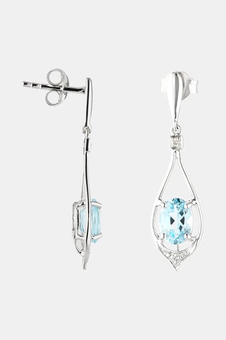 Oorbellen Brillants Topaze - Witgoud, Diamanten en Topazen