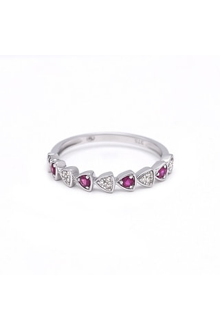 Ring Évangéline - Witgoud, Diamanten en Robijnen