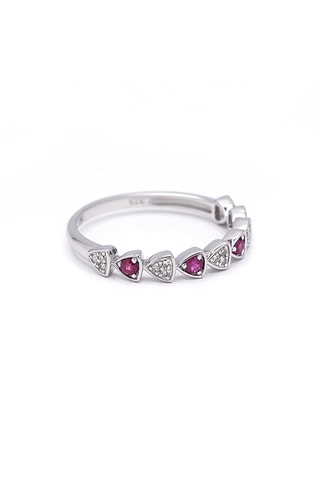 Ring Évangéline - Witgoud, Diamanten en Robijnen