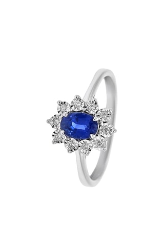 Ring Océanie - Witgoud, Diamanten en Saffier